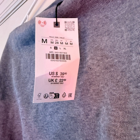 NWT ZARA Asymmetric Gray Soft Off Shoulder Top - Medium - Picture 12 of 12